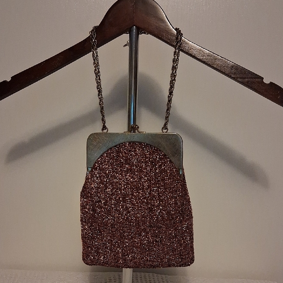 👜 Rare Vintage 1960s Harry Levine Bronze Fire Evening Clutch/Bag - Picture 3 of 9